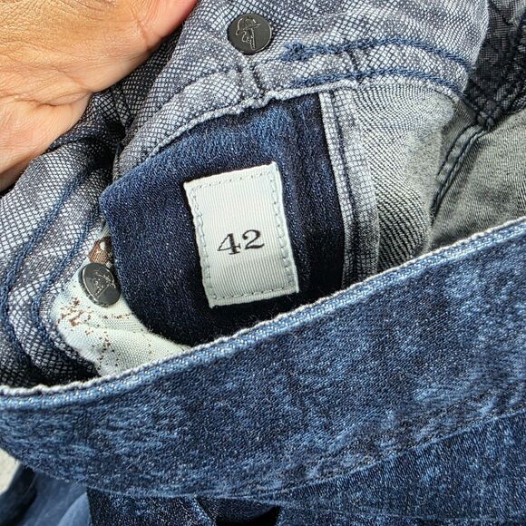 Robert Graham Men's Blue Denim Jeans Dark Indigo Stretch Geometric Size 42x36 - Picture 8 of 16